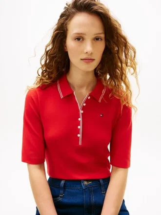 Polo slim fit a maniche corte con bordi