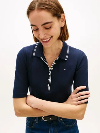 Polo slim fit a maniche corte con bordi