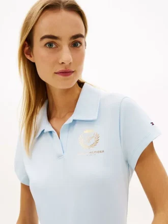 Polo slim fit con logo foglia d’alloro