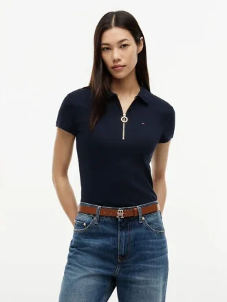 Polo slim fit con zip