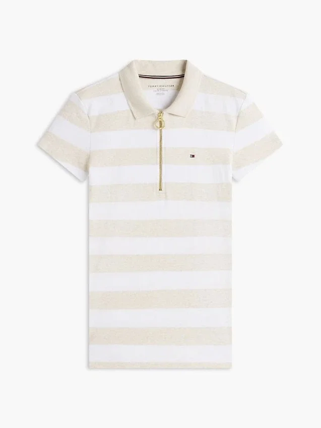 Polo slim fit con zip e strisce da rugby Polo slim fit con zip e strisce da rugby