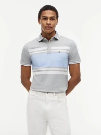 polo slim fit in piqu elasticizzato a righe larghe 1 4 330x440 - Polo slim fit in piqu&eacute; elasticizzato a righe larghe