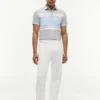 Polo slim fit in piqué elasticizzato a righe larghe Polo slim fit in piqué elasticizzato a righe larghe