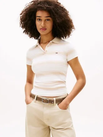 Polo Tommy Jeans Slim Fit in maglia a costine Polo Tommy Jeans Slim Fit in maglia a costine