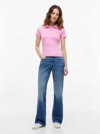 Polo Tommy Jeans Slim Fit in maglia a costine