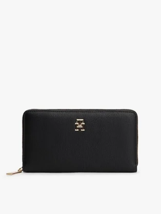 Portafoglio con monogramma e chiusura a zip