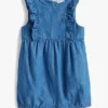 Salopette con volant in chambray per neonati Salopette con volant in chambray per neonati