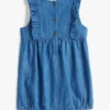 Salopette con volant in chambray per neonati Salopette con volant in chambray per neonati