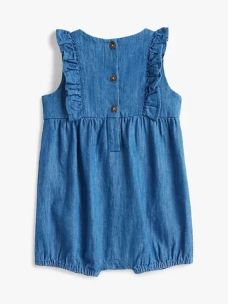 Salopette con volant in chambray per neonati