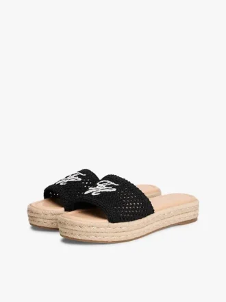 Sandali espadrillas con monogramma in caratteri calligrafici