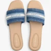 Sandalo in denim con logo in fettuccia Sandalo in denim con logo in fettuccia