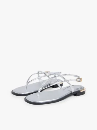 Sandalo in pelle metallizzata