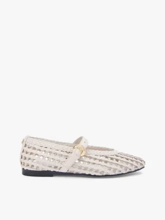 Scarpe basse Mary Jane in mix di pelle intrecciata