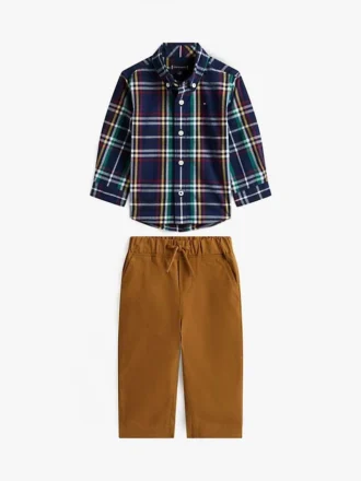 Set camicia e pantaloni a quadri per neonati