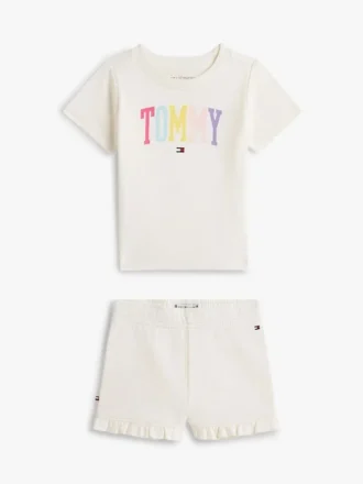 Set con maglietta e pantaloncini con logo Tommy per neonati