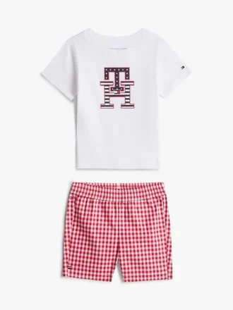 Set con maglietta e pantaloncini con monogramma per neonati