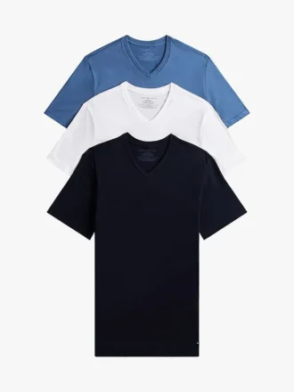 Set da 3 canotte classiche in cotone con scollo a V