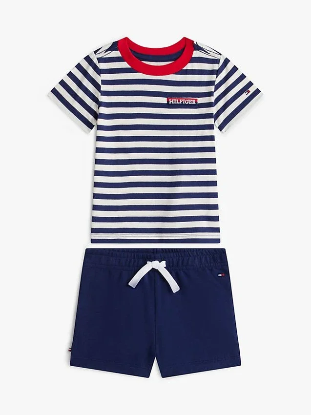 Set maglietta a righe e pantaloncini per neonati Set maglietta a righe e pantaloncini per neonati