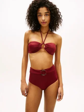 Slip bikini a vita alta con anello