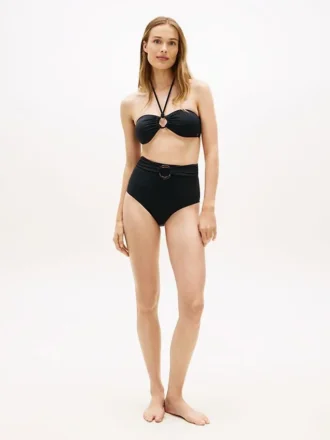 Slip bikini a vita alta con anello