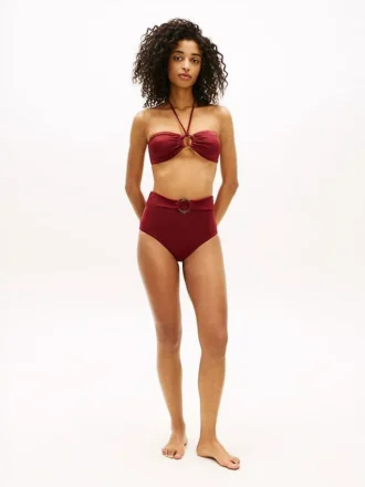 Slip bikini a vita alta con anello