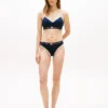Slip bikini in cotone elasticizzato a costine