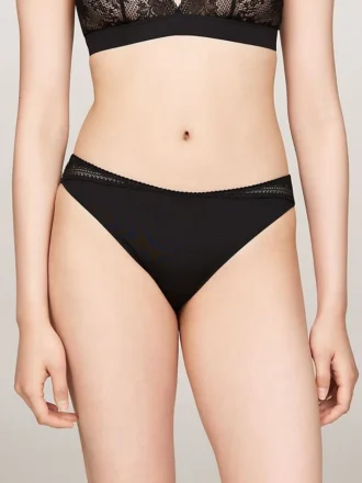 Slip bikini in maglia con pizzo