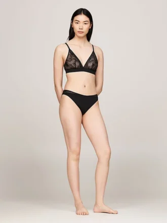 Slip bikini in maglia con pizzo