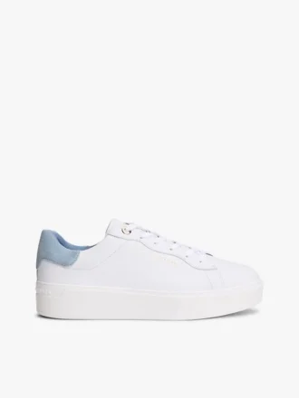 Sneaker con plateau in misto pelle
