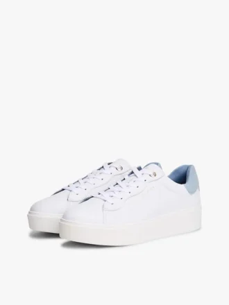 Sneaker con plateau in misto pelle