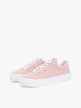Sneaker con plateau in tela