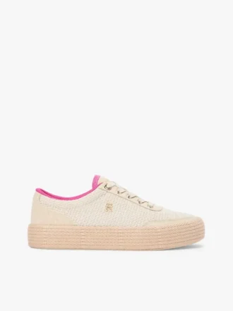 Sneaker con plateau in tela a trama mista Sneaker con plateau in tela a trama mista