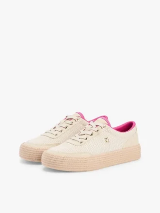 Sneaker con plateau in tela a trama mista Sneaker con plateau in tela a trama mista