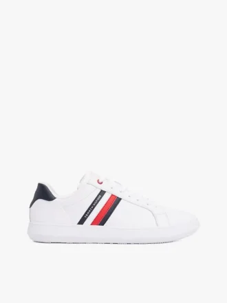 Sneaker con suola a cono in pelle a righe