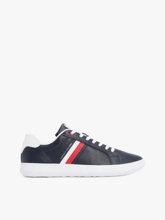 Sneaker con suola a cono in pelle a righe