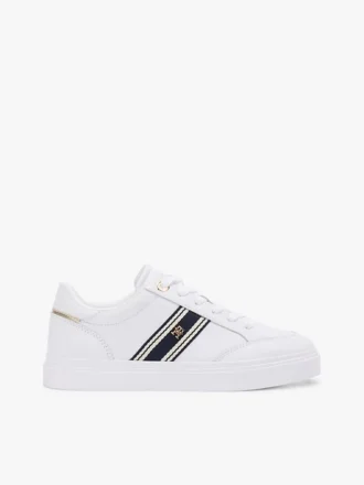Sneaker con suola a cono in pelle e striscia in tessuto