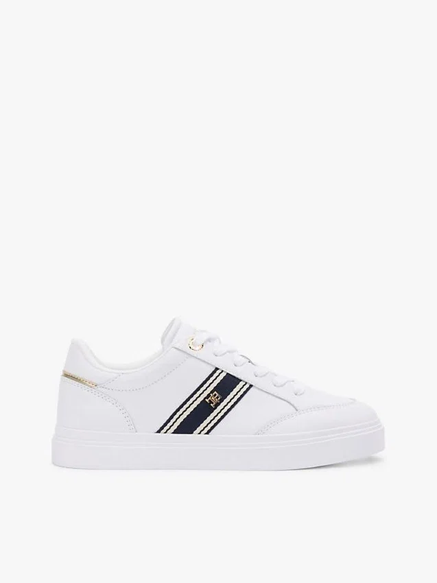 Sneaker con suola a cono in pelle e striscia in tessuto Sneaker con suola a cono in pelle e striscia in tessuto