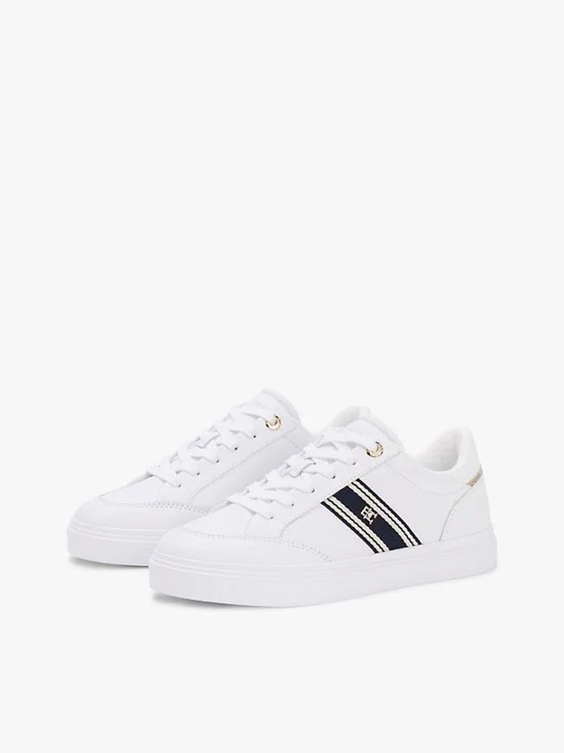 Sneaker con suola a cono in pelle e striscia in tessuto Sneaker con suola a cono in pelle e striscia in tessuto