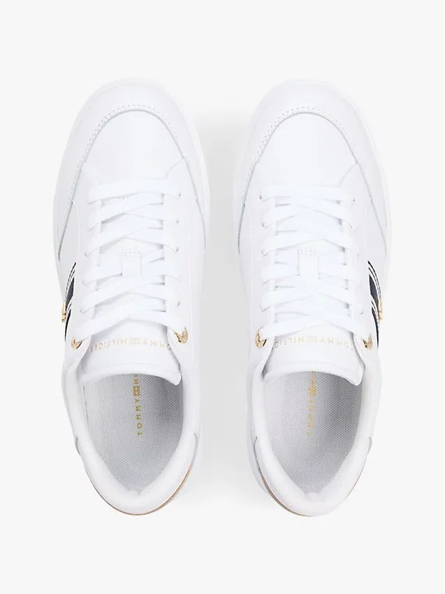 Sneaker con suola a cono in pelle e striscia in tessuto Sneaker con suola a cono in pelle e striscia in tessuto
