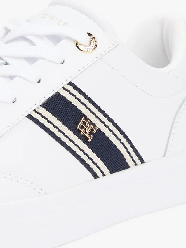 Sneaker con suola a cono in pelle e striscia in tessuto Sneaker con suola a cono in pelle e striscia in tessuto