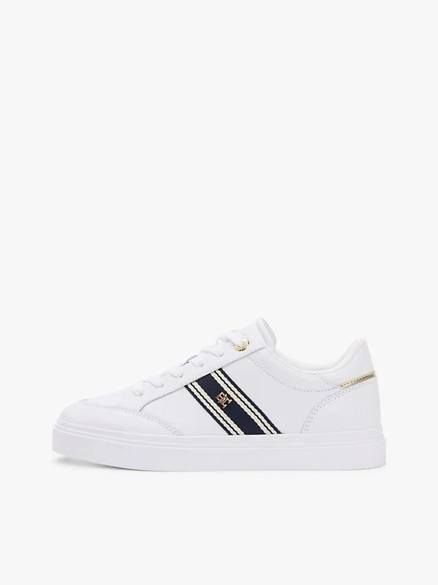 Sneaker con suola a cono in pelle e striscia in tessuto Sneaker con suola a cono in pelle e striscia in tessuto