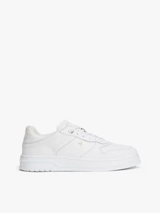 Sneaker con suola a cono in pelle liscia