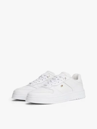 Sneaker con suola a cono in pelle liscia
