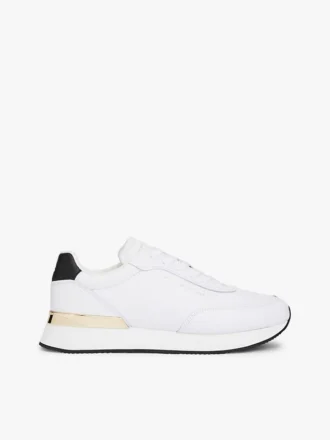 Sneaker da corsa in pelle con dettagli metallici