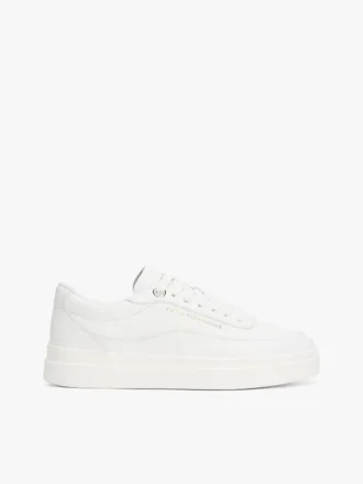 Sneaker da tennis con plateau in pelle