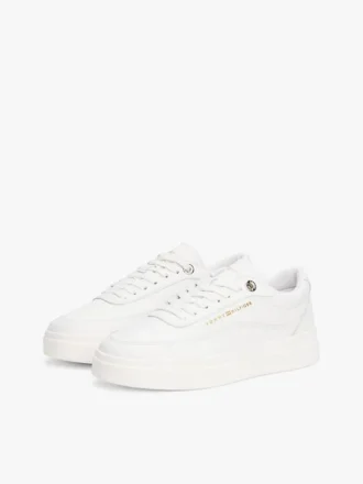 Sneaker da tennis con plateau in pelle