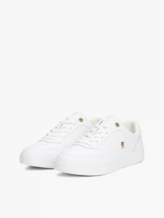 Sneaker da tennis in pelle con dettagli metallici