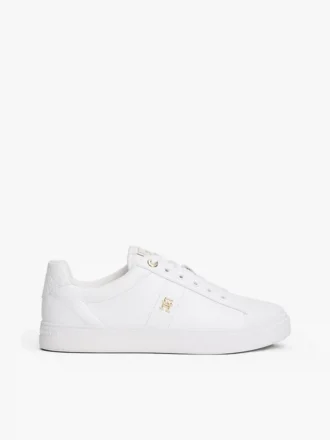 Sneaker da tennis in pelle con tacco e monogramma Sneaker da tennis in pelle con tacco e monogramma