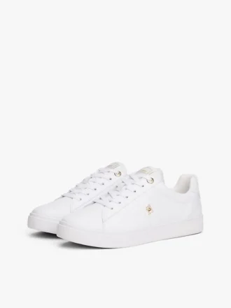 Sneaker da tennis in pelle con tacco e monogramma Sneaker da tennis in pelle con tacco e monogramma
