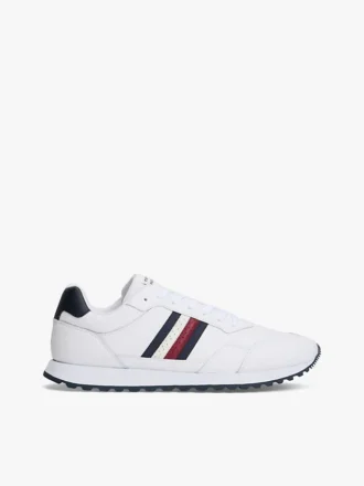 Sneaker in pelle mista con strisce iconiche